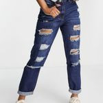 ASOS NWT Parisian Boyfriend Jeans Womens 6 Dark Wash Distressed Slouchy Tomboy Photo 0
