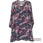 Umgee  size 1XL women’s gray floral trapeze dress flowy elastic on mid sleeve NWT Photo 9