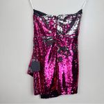 Lulus NWT  Look Like a Star Magenta Pink Reversible Sequin Strapless Dress MEDIUM Photo 6