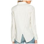 MOTHER Foxy Button Up Split Back‎ Pinstripe Cotton Off White Top (XS) Gray Photo 1