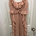 ASTR The Label Adoria Ruffle Side Slit Maxi Dress in Nude Peach Sz M Photo 3