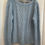 st. john's bay Vintage chunky cableknit boat neck sweater ice blue Photo 0