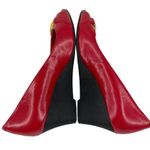 Ralph Lauren Wedges Paula Cherry Red 7.5B Leather Open Toe Photo 3