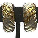 Christian Dior Silver tone Gold Tone Crystal Pave Clip on Earrings Photo 5