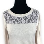 Rebecca Taylor Wool Blend Lace Panel Sheer Knit Sweater Photo 1