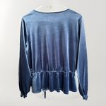 LC Lauren Conrad Vtg 90s Aqua Blue Top Women Large Blue Velvet Fairy Grunge Y2K Plunging V Neck Photo 4