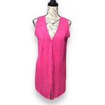 ZARA  Pink Linen Knit Sleeveless Cardigan Sweater Top Boho Festival Barbiecore S Photo 1