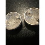 Roman Signed VTG Rhinestone Button Clip Earrings Costume Jewelry White Photo 3