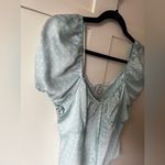 Blue Rain  Francesca’s NWT‎ Women’s Puff Sleeve Polka Dot Shirt Size L Photo 4