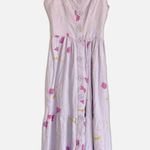 Urban Outfitters  Sundress XS Linen Floral Tie Shoulder Midi Dress Cottagecore Photo 2
