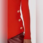 Milly Cross Front Long Sleeve Knit Red Gold Buttons Sweater Top Shirt Size M Photo 1