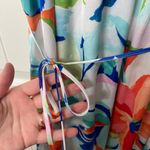 Nicole Miller NWOT New York women’s white multicolor bright floral maxi dress L Photo 2