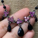1928 Collection Gothic Black Crystal Dangle Necklace Witchycore Dark Romance Photo 1