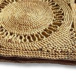 Boutique Vintage Straw Handbag Market Bag Tote Lined Square Zip Closure Tan Brown Photo 3