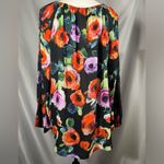 EST 1946 Women Bright Colorful Floral Lace Top Blouse Long Sleeve Tie Neck Sz XL Black Photo 1