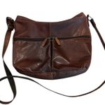 Jack Georges Voyager Uptown Hand Stained Leather Hobo Bag Adjustable Strap. EUC Brown Photo 0