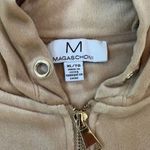 Magaschoni XL Hoodie Velvet Velour Teddy Zip Terry Jacket Taupe Beige Sweater Photo 4