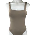 Aritzia Babaton Taupe Gray Sleeveless Square Neck Thong Tank Bodysuit Top Size S Photo 0