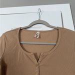 Pact  Tan Nude Brown Long Sleeve Henley Half Button Thermal Top Photo 2