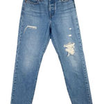 Levi's ‎ Premium Wedgie Jeans Womens Size 26 Blue Distressed 100% Cotton Button Photo 0