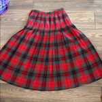 Vintage Canadian made pure virgin wool pleated Plaid Red and Black Skirt Size 10 Photo 7