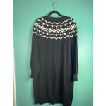 Women's LOFT Outlet Black White Fair Isle Long Sleeve Sweater Dress XL Photo 5