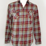 Red Plaid Flannel Long Sleeve Button Down Birch Black Small Photo 0