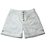 Sundance  Womans 6 White Cuffed Bermuda Cotton Button fly Boho Coastal Shorts Nwt Photo 0