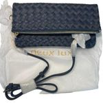 Sole Society Nwt Woven Crossbody Bag Blue Foldover Zip Chain Shoulder Small Photo 0