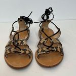 Club Monaco Thiais Tan Black Snakeskin Leather Lace Tie Sandals Sz 8 Wo… Photo 2