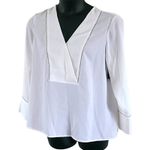 Alfani NWOT  Women’s White Long Sleeve V-Neck Dressy Blouse Top Size Large Photo 3
