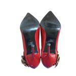 American Vintage RARE 2000'S VTG. RED CHAIN LINK BIG BUCKLE STILETTO HEELS 6 EUC MADE IN BRAZIL Photo 5