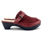 Taryn Rose  Red Leather Calf Hair Contoured Heel Mule Braided Strap Size 36.5 Photo 2