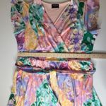 Lane Bryant  Floral Dress Sz 18/20 Multicolor Pastel Patchwork Tie Waist Vibrant Photo 10