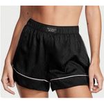 Victoria's Secret Black Satin Logo Print Sleep Shorts Pink Trim Women's Size XL Photo 3