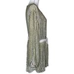 Retrofête Selma Champage Sequin Split Sleeve Keyhole Belted Robe Mini Dress Gold Photo 7