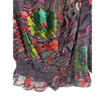 NYgard Sheer Velvet Burnout On/Off Shoulder Bishop Sleeve Tropical Floral Top XL Purple Photo 2