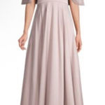 Aidan Mattox  Off Shoulder‎ Cape Gown Portrait Collar Gown Size 10 Pale Blush Photo 0