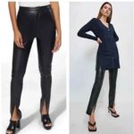 Jason Wu NWT  Vegan Leather Black High Waist Split Ankle Crop Pants Size L 29” w Photo 1