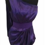 Purple satin shiny one shoulder dress Size 4 Photo 4