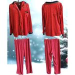 secret treasures Pajama Set Large 12 14 Red Geometric Velour Notch Collar EUC Photo 5