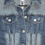 Gap Womens Blue Jean Denim Jacket Size XS Stretch Cotton Distressed Button Front Photo 1