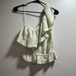 American Eagle  Outfitters Cream Ruffle One-Shoulder Tank Top Photo 5
