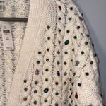 Maeve  Anthropologie Bejeweled Embellished Cardigan Cable Knit Sweater One‎ Size Photo 2