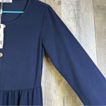 Slig Navy Blue Medium Scoopneck Faux Button Front Pullover Dress Photo 6