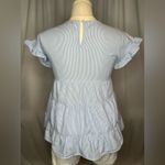 Andree by Unit Blue White Pinstripe Tiered Babydoll Top Size M (1122) Photo 2