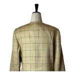 Max Mara  Tan And Black Plaid Silk And‎ Linen Blend Two Button Blazer Size 12 Photo 2