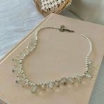 Pearl & Crystal Drop Necklace Vintage “Hedy” Simple Classic Elegant Feminine White Photo 0