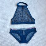 Victoria's Secret Victoria’s Secret 2 Pc Set Unlined Fishnet Lace Halter Bra Bralette S Bikini XS Photo 1
