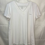 Reebok NWOT women’s solid white v-neck active athletic short sleeve shirt large Photo 0